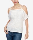 Lucky Brand Embroidered Cold-shoulder Top
