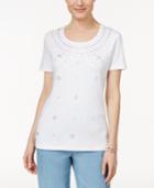 Karen Scott Short-sleeve Studded Top, Only At Macy's