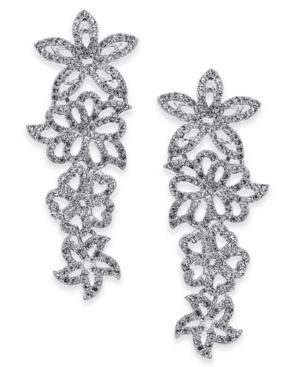 I.n.c. Woman Silver-tone Pave Flower Statement Earrings, Created For Macy's