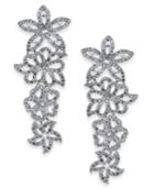 I.n.c. Woman Silver-tone Pave Flower Statement Earrings, Created For Macy's