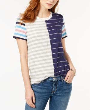 Carbon Copy Short-sleeve Mixed-stripe T-shirt