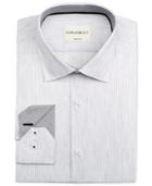 Con. Struct Men's Slim-fit Light Grey Striped Dress Shirt