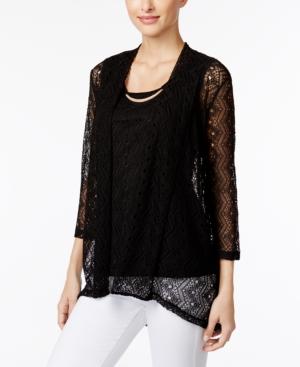Jm Collection Petite Layered-look Lace Top, Created For Macy's