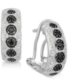 Black Sapphire (1/4 Ct. T.w.) & Diamond Accent Hoop Earrings In Sterling Silver