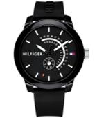 Tommy Hilfiger Men's Black Silicone Strap Watch 44mm