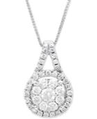 Diamond Cluster Pendant Necklace (1/2 Ct. T.w.) In 14k White Gold