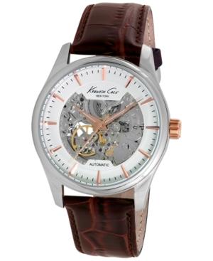 Kenneth Cole New York Men's Automatic Brown Leather Strap Watch 43mm 10027198