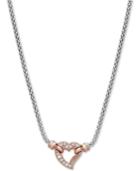 Diamond Two-tone Heart Pendant Necklace (1/8 Ct. T.w.) In 14k Rose Gold-plated Sterling Silver, 20 + 3 Extender