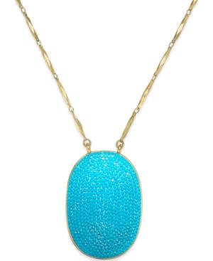 Kate Spade New York Gold-tone Turquoise-colored Pave Pendant Necklace