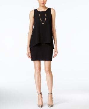 Karen Kane Sleeveless Chiffon-overlay Sheath Dress