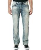 Buffalo David Bitton Men's Stretch Six-x Slim-straight-fit Blasted Vintage Marble Wash Jeans