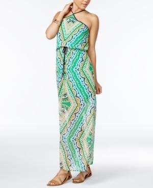 City Triangles Juniors' Printed Blouson Maxi Dress