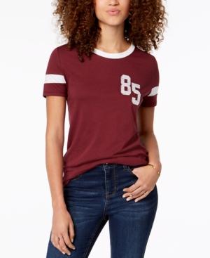 Carbon Copy Embroidered Varsity-graphic T-shirt