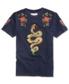 Reason Men's Snakes & Roses Cotton Navy Applique T-shirt