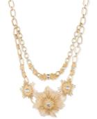 Anne Klein Gold-tone Crystal And Faux Fur Statement Necklace