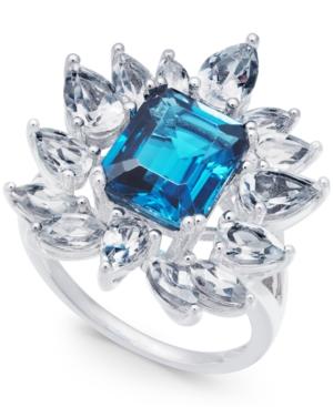 Blue Topaz (3-1/2 Ct. T.w.) & White Topaz (2-5/8 Ct. T.w.) Ring In Sterling Silver