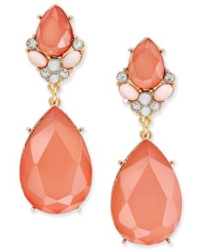 Inc International Concepts Gold-tone Beaded Stone Drop Earrings, Only At Macy's