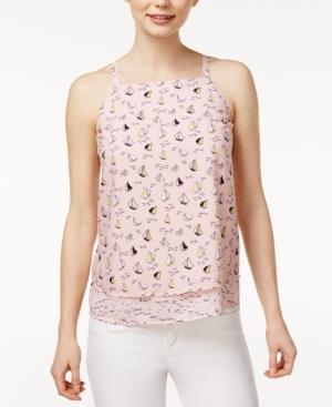 Maison Jules Anchor-print Layered-hem Top, Only At Macy's
