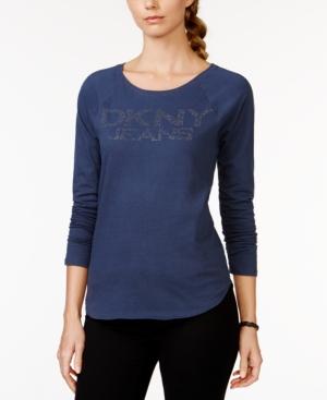 Dkny Jeans Studded Logo-graphic Top