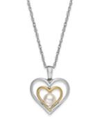 Cultured Freshwater Pearl Heart Pendant Necklace In 14k Gold And Sterling Silver (5mm)