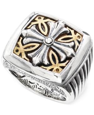 Effy Men's Cross Ring In Brass And Sterling Silver