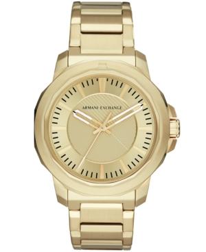 Ax Armani Exchange Men's Gold-tone Stainless Steel Bracelet Watch 44mm