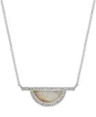 Inc International Concepts Silver-tone Imitation Mother Of Pearl Half Circle Pendant Necklace, Only At Macy's