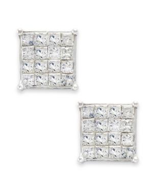 Diamond Earrings, 10k White Gold Princess-cut Diamond Stud Earrings (1/2 Ct. T.w.)