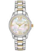 Citizen Eco-drive Women's Silhouette Crystal Jewelry Two-tone Stainless Steel Bracelet Watch 30mm Fe1144-85d, A Macy's Exclusive