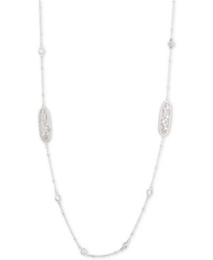 Carolee Silver-tone Cubic Zirconia 36 Station Necklace
