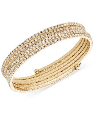Anne Klein Gold-tone Multi-row Rhinestone Flex Bracelet