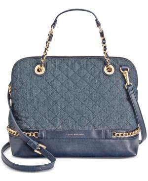 Tommy Hilfiger Cassidy Quilted Denim Dome Satchel