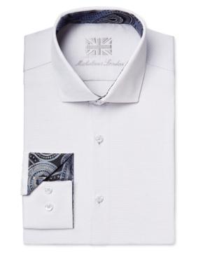 Michelsons Of London Men's Slim-fit Striped Dobby Dress Shirt