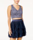 Teeze Me Juniors' 2-pc. Sequin Lace Cascade Ruffle Dress
