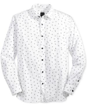 Armani Exchange Men's White Graphic-print Logo Shirt