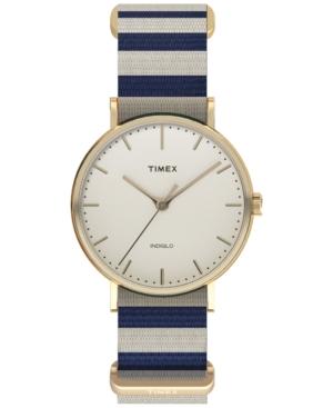 Timex Women's Weekender Fairfield Blue And White Nylon Strap Watch 48mm Tw2p91900jt