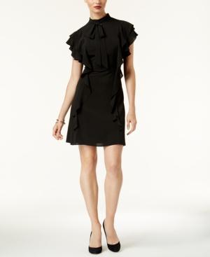 Julia Jordan Flutter-sleeve Mock-neck Dress