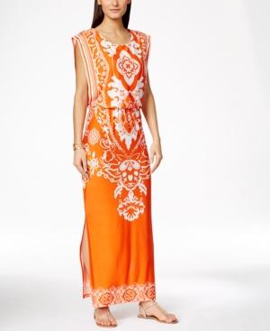 Ny Collection Printed Dolman-sleeve Maxi Dress