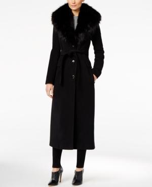 Calvin Klein Faux-fur-trim Belted Maxi Walker Coat