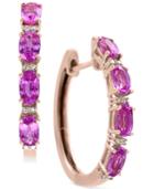 Effy Pink Sapphire (2-1/2 Ct. T.w.) And Diamond Accent Hoop Earrings In 14k Rose Gold
