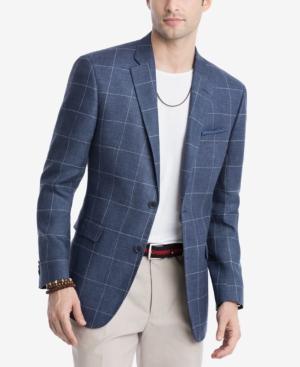 Tommy Hilfiger Men's Modern-fit Navy/white Windowpane Sport Coat