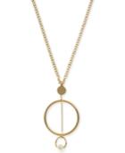 Dkny Gold-tone Multi-circle & Imitation Pearl Pendant Necklace, Created For Macy's