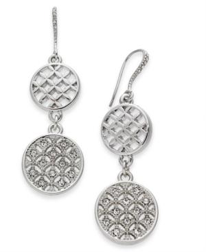 Charter Club Silver-tone Pave Double Drop Earrings, Created For Macy's