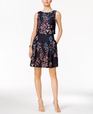 Ivanka Trump Floral Popover Fit & Flare Dress