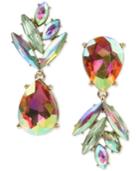 Betsey Johnson Gold-tone Clear & Colored Crystal Pineapple Mismatch Drop Earrings