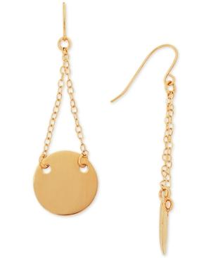 Chain And Disc Drop Earrings In 14k Gold