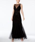 Adrianna Papell Illusion Embellished A-line Gown