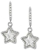 Betsey Johnson Silver-tone Glass Crystal Star Drop Earrings