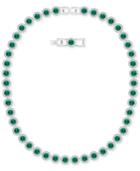 Swarovski Silver-tone Green Crystal All-around Collar Necklace