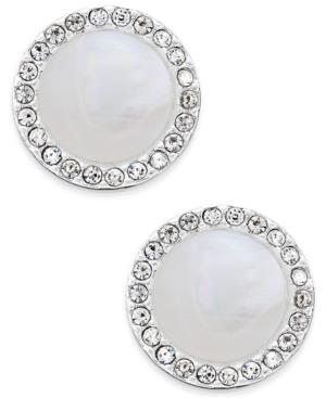 Inc International Concepts Silver-tone Imitation Mother Of Pearl Button Stud Earrings, Only At Macy's